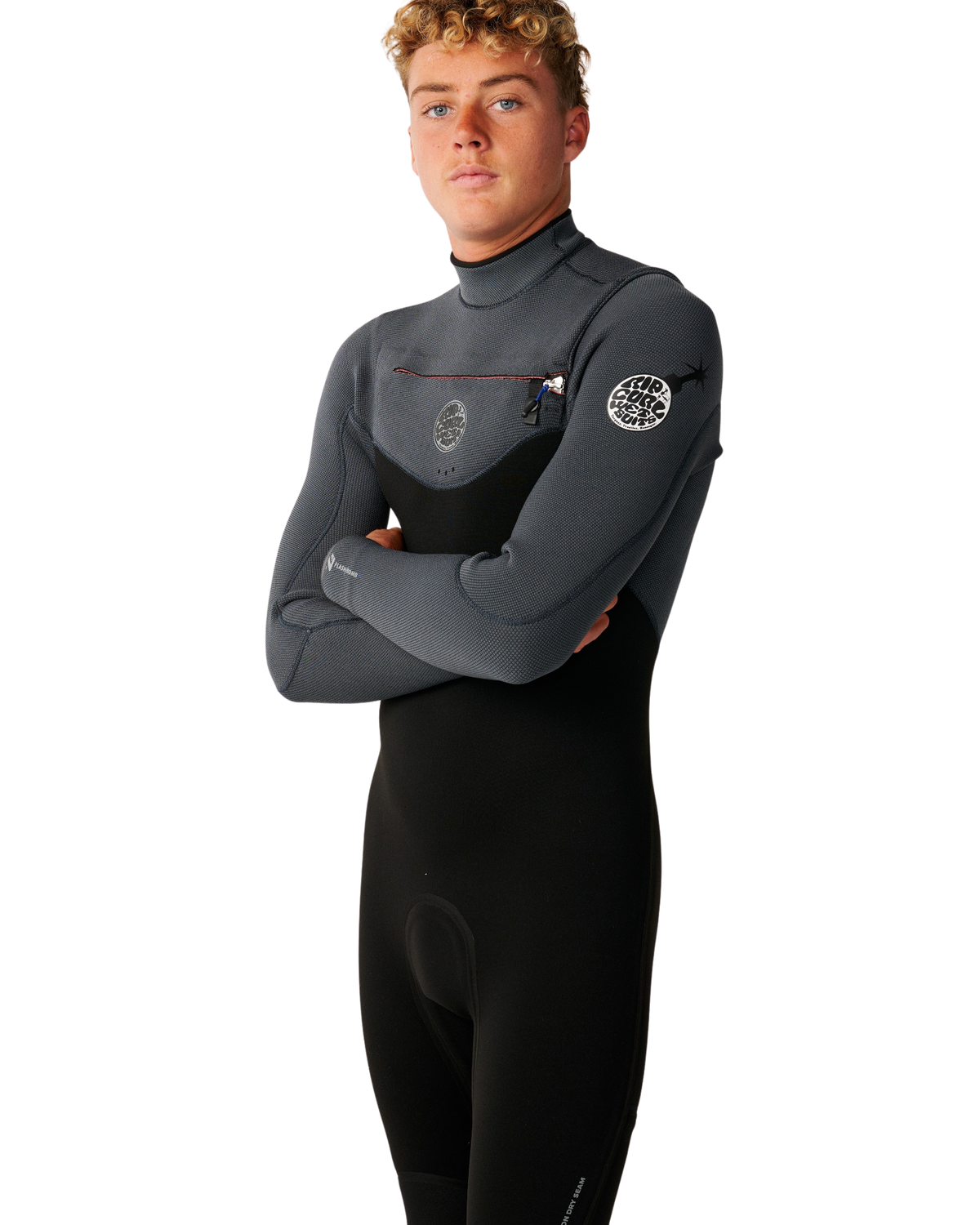 The Rip Curl Mens Flashbomb 5/3mm Chest Zip Wetsuit in Charcoal Grey