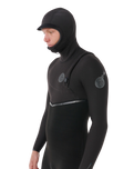 The Rip Curl Mens E-Bomb 5/4mm Hooded Zipless Entry Wetstuit in Black