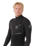 The Rip Curl Mens E-Bomb 5/3mm Chest Zip Wetsuit in Black