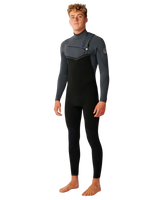 The Rip Curl Mens E-Bomb 4/3mm Chest Zip Wetsuit in Charcoal Grey