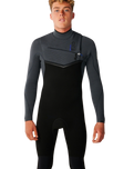 The Rip Curl Mens E-Bomb 4/3mm Chest Zip Wetsuit in Charcoal Grey