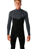 The Rip Curl Mens E-Bomb 4/3mm Chest Zip Wetsuit in Charcoal Grey