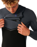 The Rip Curl Mens E-Bomb 4/3mm Chest Zip Wetsuit in Charcoal Grey