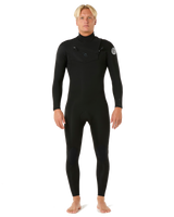 The Rip Curl Mens Dawn Patrol Pro 5/3mm Chest Zip Wetsuit in Black