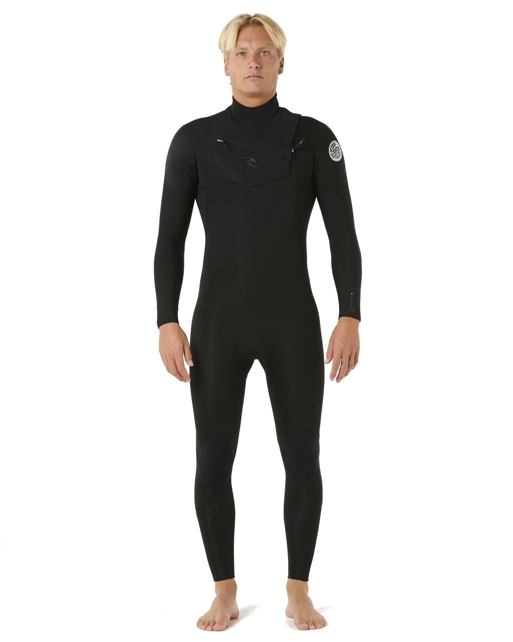 The Rip Curl Mens Dawn Patrol Pro 5/3mm Chest Zip Wetsuit in Black