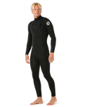 The Rip Curl Mens Dawn Patrol Pro 5/3mm Chest Zip Wetsuit in Black