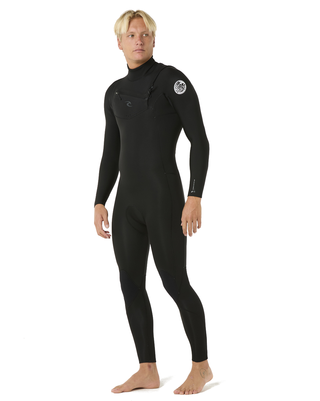 The Rip Curl Mens Dawn Patrol Pro 5/3mm Chest Zip Wetsuit in Black