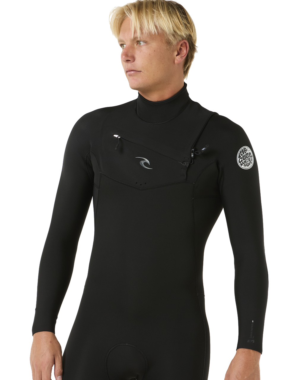 The Rip Curl Mens Dawn Patrol Pro 5/3mm Chest Zip Wetsuit in Black