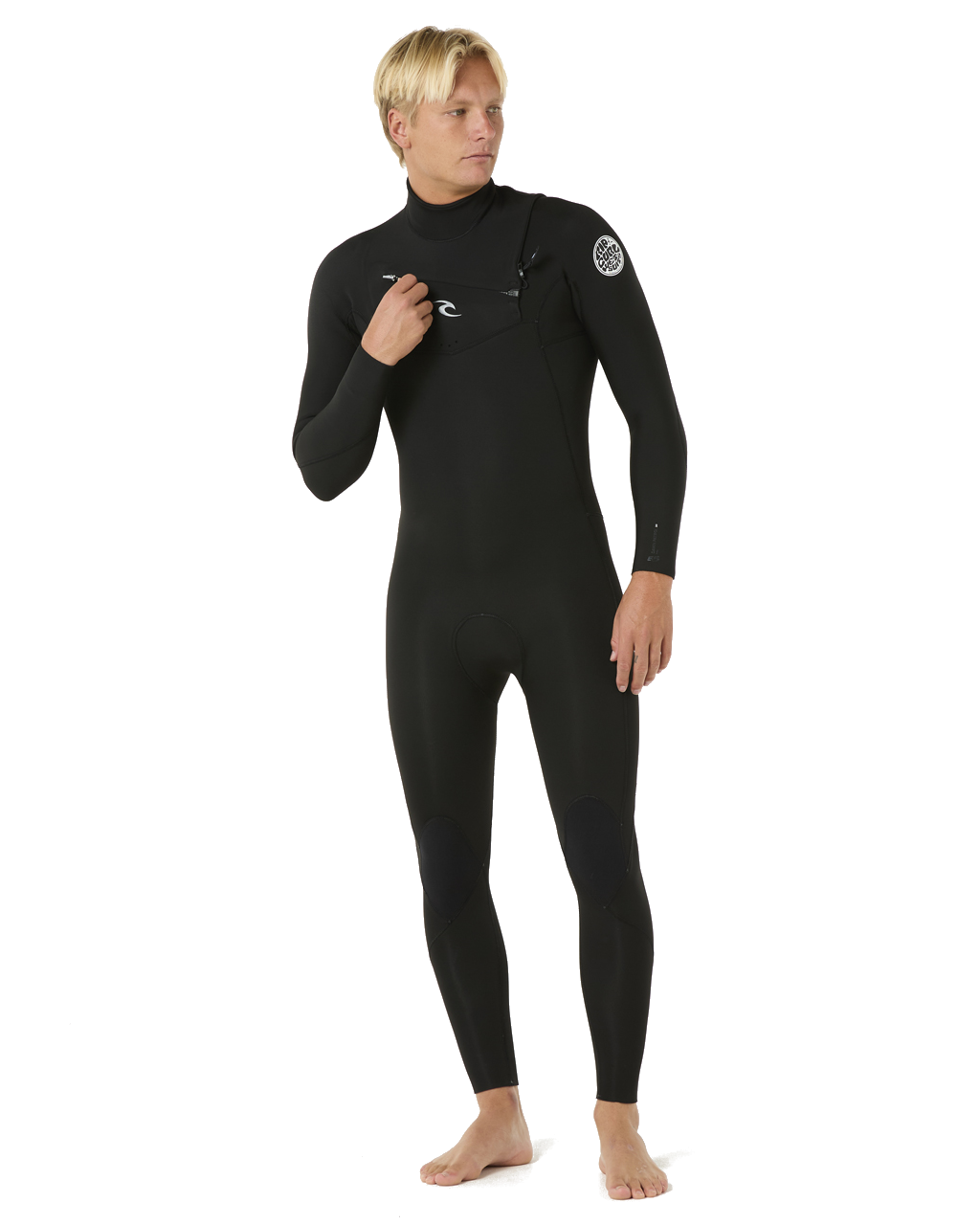 The Rip Curl Mens Dawn Patrol Pro 5/3mm Chest Zip Wetsuit in Black