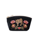Celestial Leopard Velvet Coin Purse in Charcoal