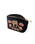 Celestial Leopard Velvet Coin Purse in Charcoal