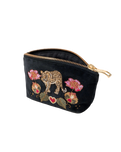 Celestial Leopard Velvet Coin Purse in Charcoal