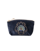 Botanical Peacock Velvet Coin Purse in Indigo