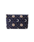 Celestial Sun & Moon Velvet Everyday Pouch in Navy