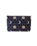 Celestial Sun & Moon Velvet Everyday Pouch in Navy
