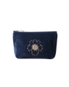 Celestial Sun & Moon Velvet Mini Pouch in Navy
