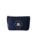 Celestial Sun & Moon Velvet Mini Pouch in Navy