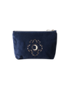 Celestial Sun & Moon Velvet Mini Pouch in Navy
