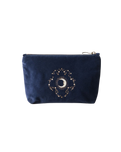 Celestial Sun & Moon Velvet Mini Pouch in Navy