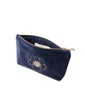 Celestial Sun & Moon Velvet Mini Pouch in Navy