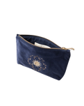 Celestial Sun & Moon Velvet Mini Pouch in Navy