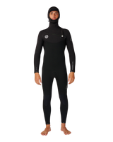 Elasto 5/4mm Chest Zip Hooded Wetsuit in Black