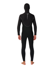 Elasto 5/4mm Chest Zip Hooded Wetsuit in Black