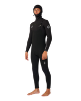 Elasto 5/4mm Chest Zip Hooded Wetsuit in Black