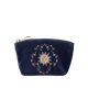 Celestial Sun & Moon Velvet Coin Purse in Navy