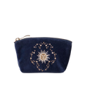 Celestial Sun & Moon Velvet Coin Purse in Navy