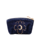 Celestial Sun & Moon Velvet Coin Purse in Navy