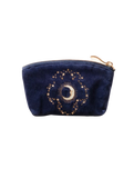 Celestial Sun & Moon Velvet Coin Purse in Navy