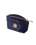 Celestial Sun & Moon Velvet Coin Purse in Navy