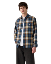 Jackson Worker Overshirt in Warwick Plaid Vintage Indigo Flannel