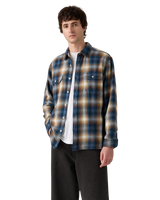 Jackson Worker Overshirt in Warwick Plaid Vintage Indigo Flannel