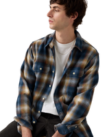 Jackson Worker Overshirt in Warwick Plaid Vintage Indigo Flannel