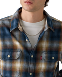 Jackson Worker Overshirt in Warwick Plaid Vintage Indigo Flannel