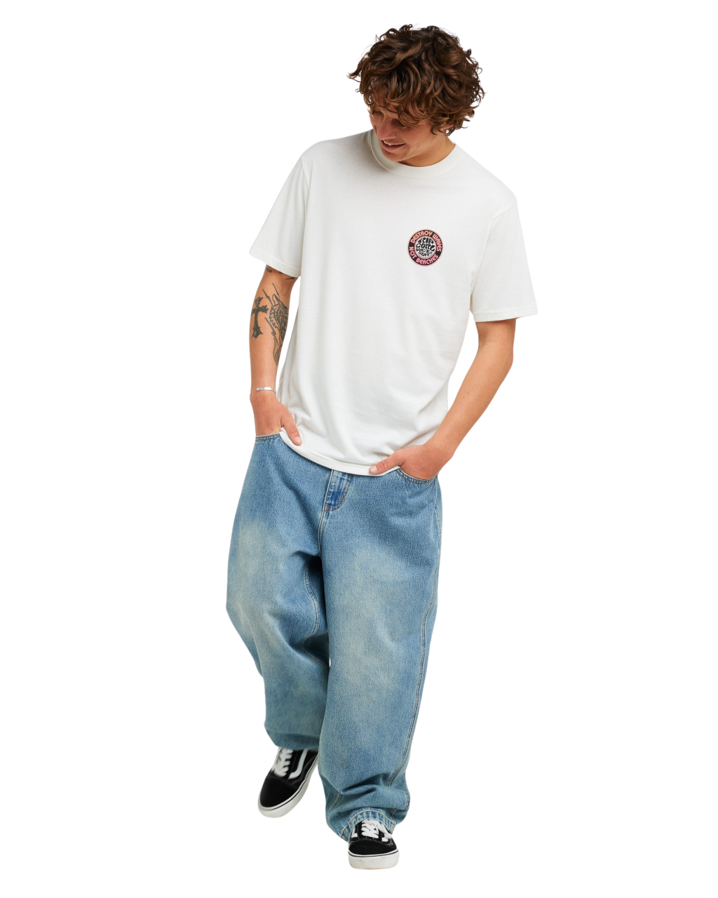 The Rip Curl Mens Destroy Series T-Shirt in Bone