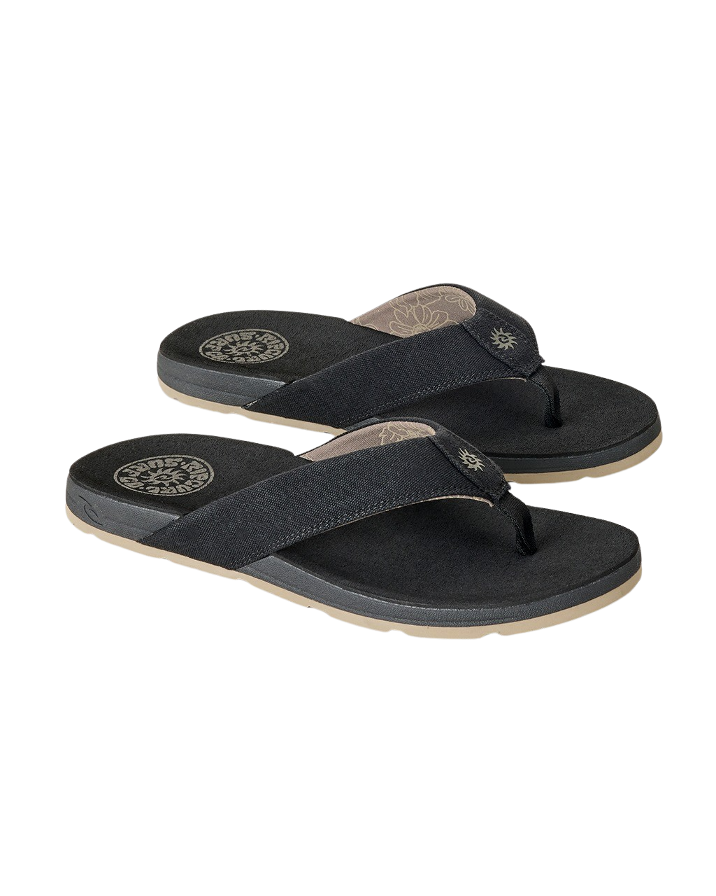 Pacific Rinse Bloom Flip Flops in Black & Brown