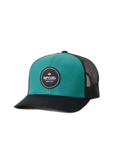 The Rip Curl Mens Routine Curve Trucker Cap in Black & Blue