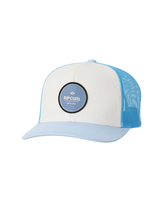 The Rip Curl Mens Routine Curve Trucker Cap in Bone & Blue