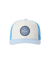 The Rip Curl Mens Routine Curve Trucker Cap in Bone & Blue