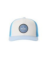 The Rip Curl Mens Routine Curve Trucker Cap in Bone & Blue