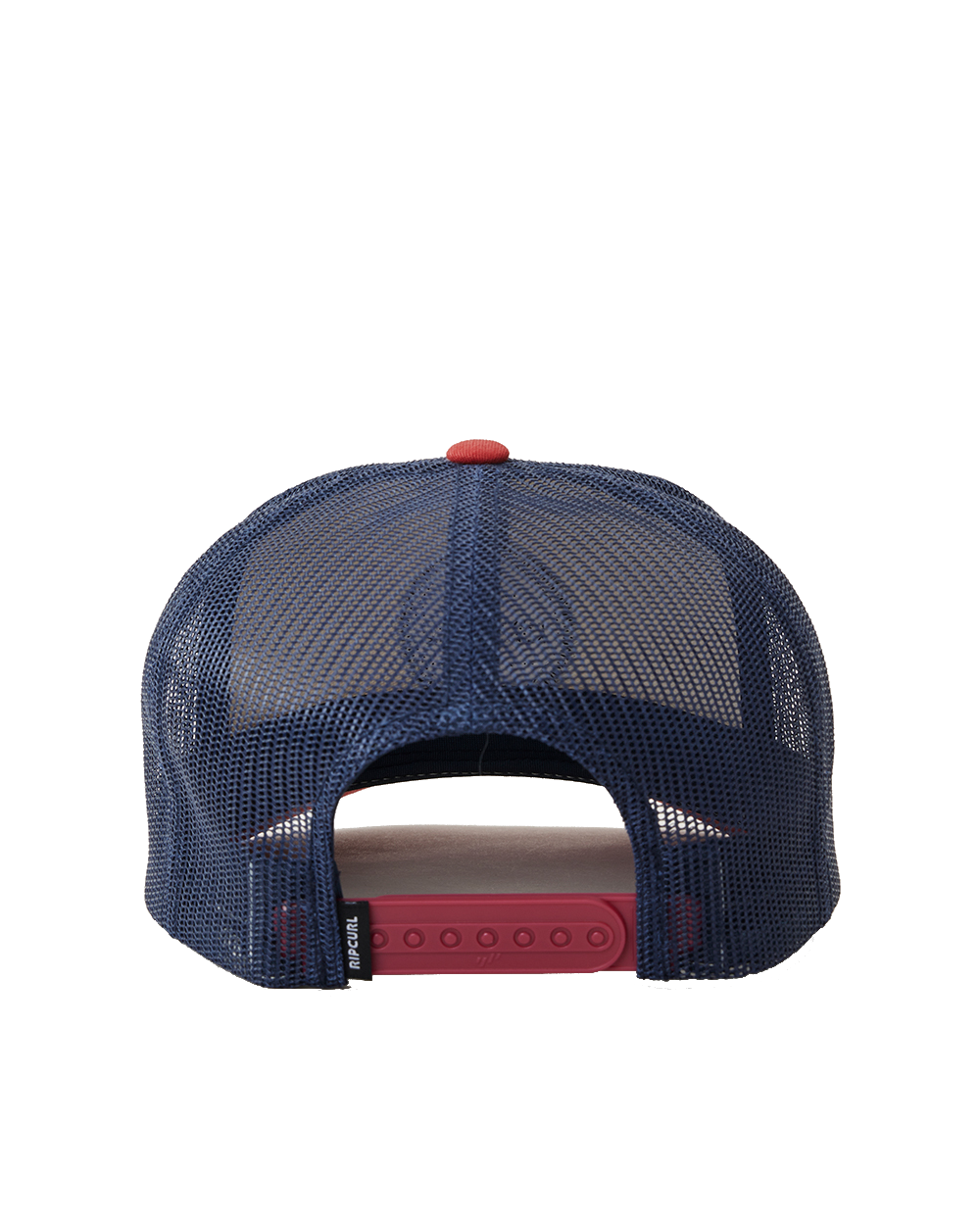 The Rip Curl Mens Routine Curve Trucker Cap in White, Navy & Red