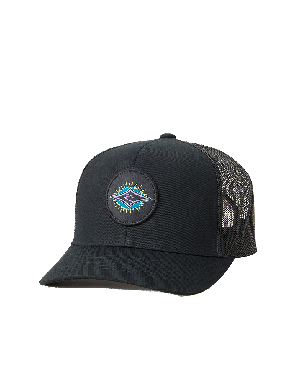 The Rip Curl Mens Custom Curve Trucker Cap in Black & Purple