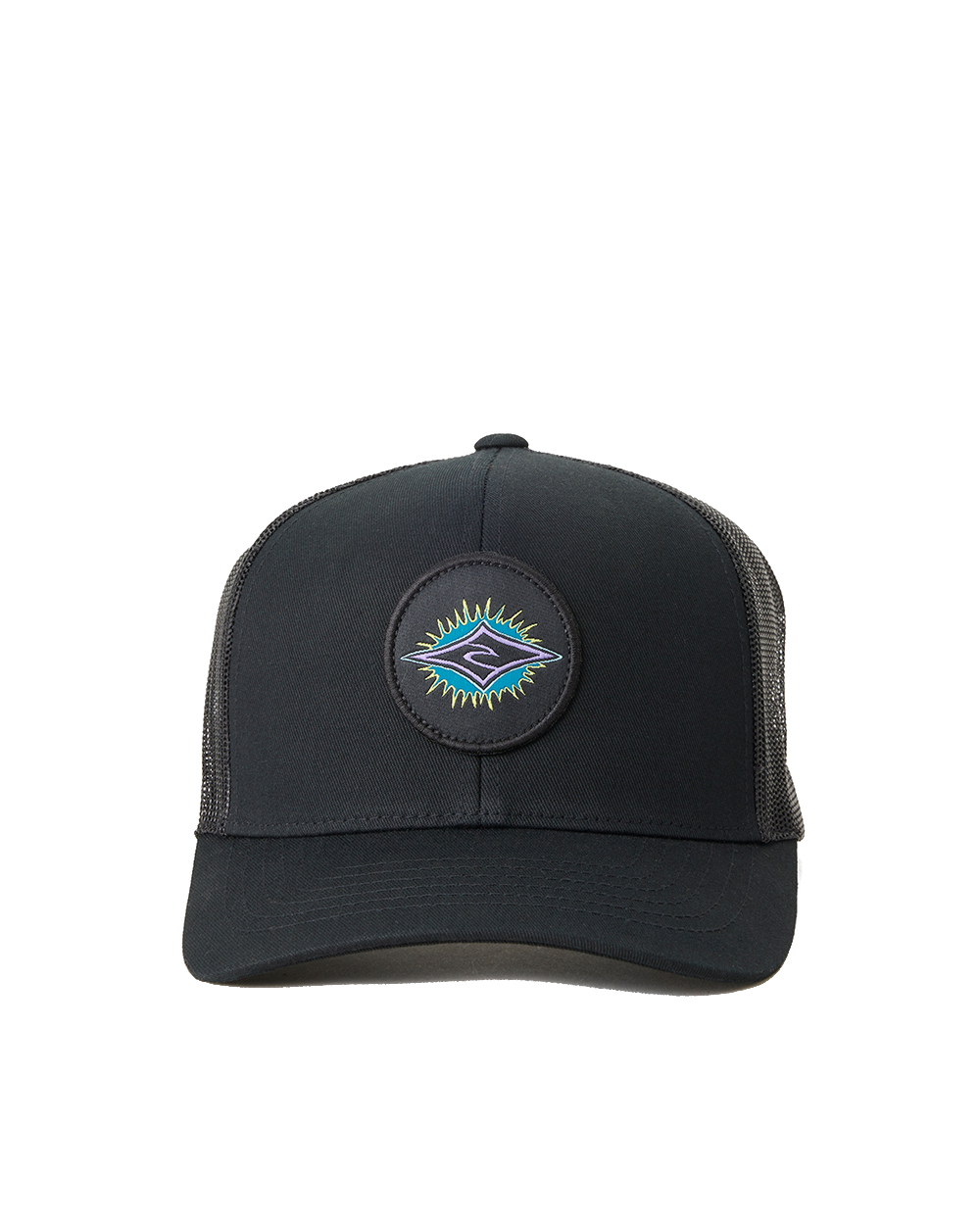 The Rip Curl Mens Custom Curve Trucker Cap in Black & Purple