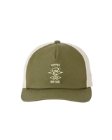 The Rip Curl Mens Search Icon Canvas Trucker Cap in Dark Olive