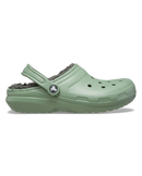 The Crocs Womens Classic Fuzz-Lined Clogs in Moss & Multi