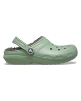 The Crocs Womens Classic Fuzz-Lined Clogs in Moss & Multi