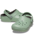 The Crocs Womens Classic Fuzz-Lined Clogs in Moss & Multi